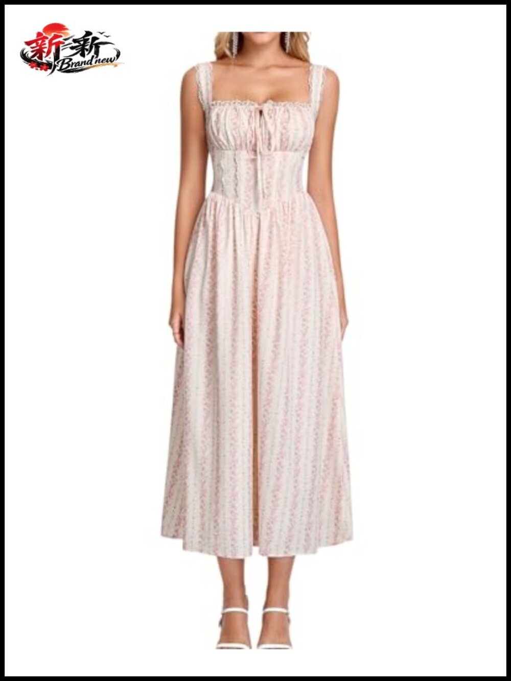 Floral Corset Milkmaid Dress Women Summer Flowy Tea Party Sundress
